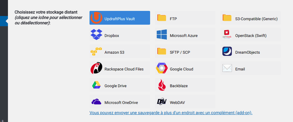 Updraft - Stockage distant
